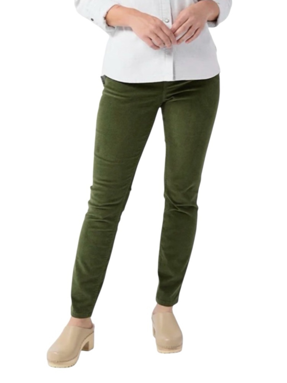 Stio Rivet Cord Pants Womens 8R Green Organic Cotton Stretch Corduroy Slim Jeans